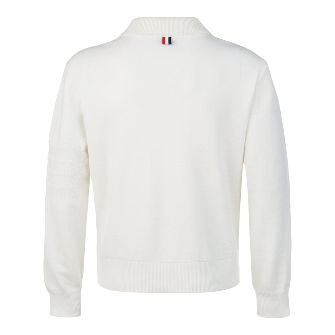 Club21 - Thom Browne - Merino Wool Double Face 4-Bar Zip Up Cardigan Men - CARDIGANS - White