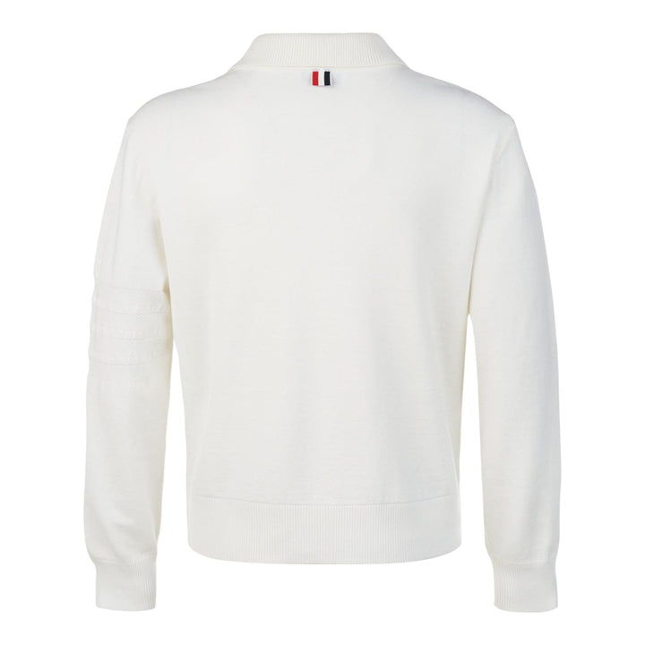 Club21 - Thom Browne - Merino Wool Double Face 4-Bar Zip Up Cardigan Men - CARDIGANS - White