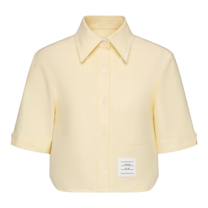 Club21 - Thom Browne - Oxford Cropped Short Sleeve Shirt Women - BLOUSES - Yellow