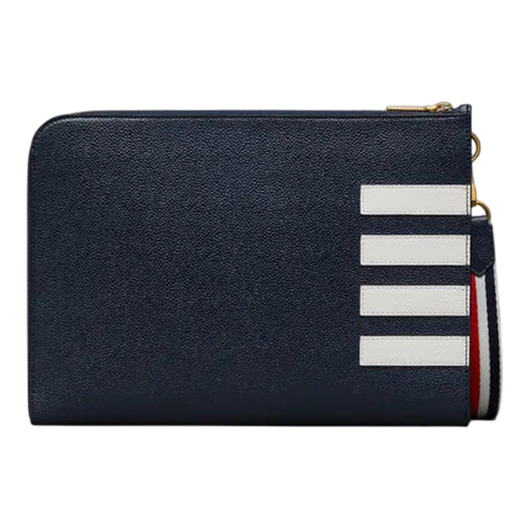 Club21 - Thom Browne - Pebble Grain 4-Bar Gusset Folio Men - POUCHES - Navy