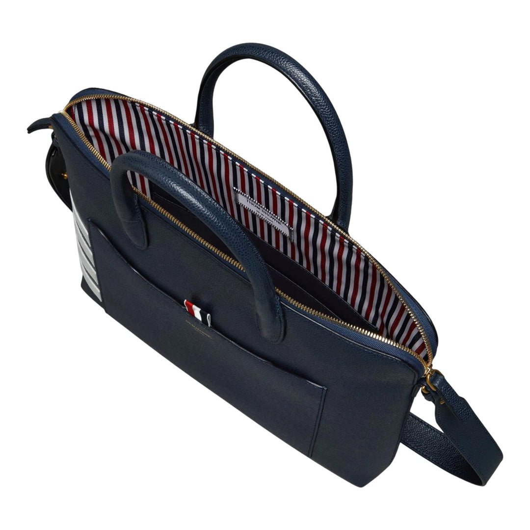Club21 - Thom Browne - Pebble Grain 4-Bar Slim Briefcase Men - HANDBAGS - Navy
