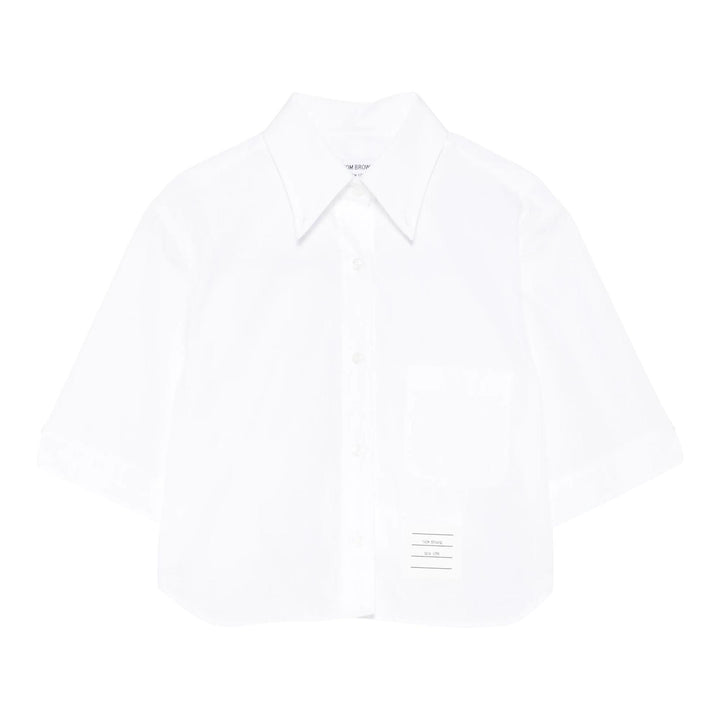 Club21 - Thom Browne - Poplin Cropped Short Sleeve Shirt Women - SHIRTS - White