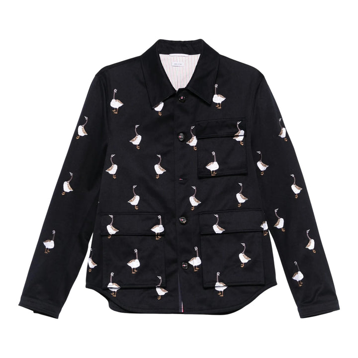 Club21 - Thom Browne - Satin Stitch Goose Utility Patch Pocket Jacket Men - BLOUSON - Navy