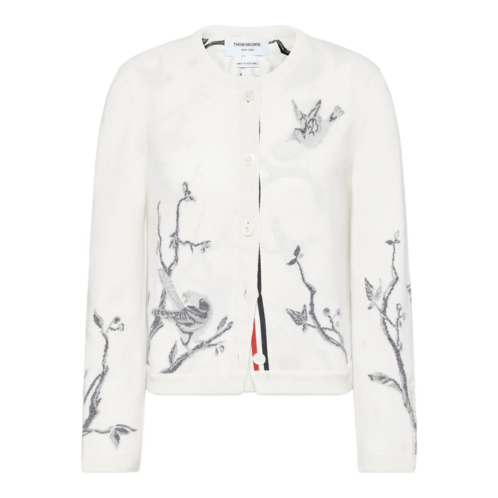 Scenic Birds Intarsia Cashmere Cardigan