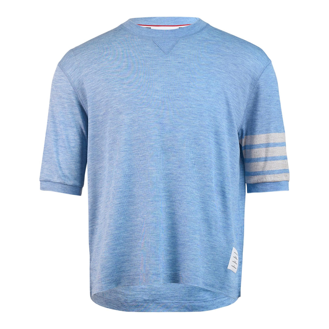 Club21 - Thom Browne - Short Sleeve Rib Cuff Tee - TEES - Light Blue