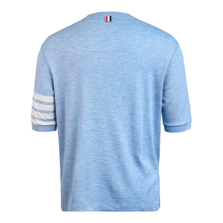Club21 - Thom Browne - Short Sleeve Rib Cuff Tee - TEES - Light Blue