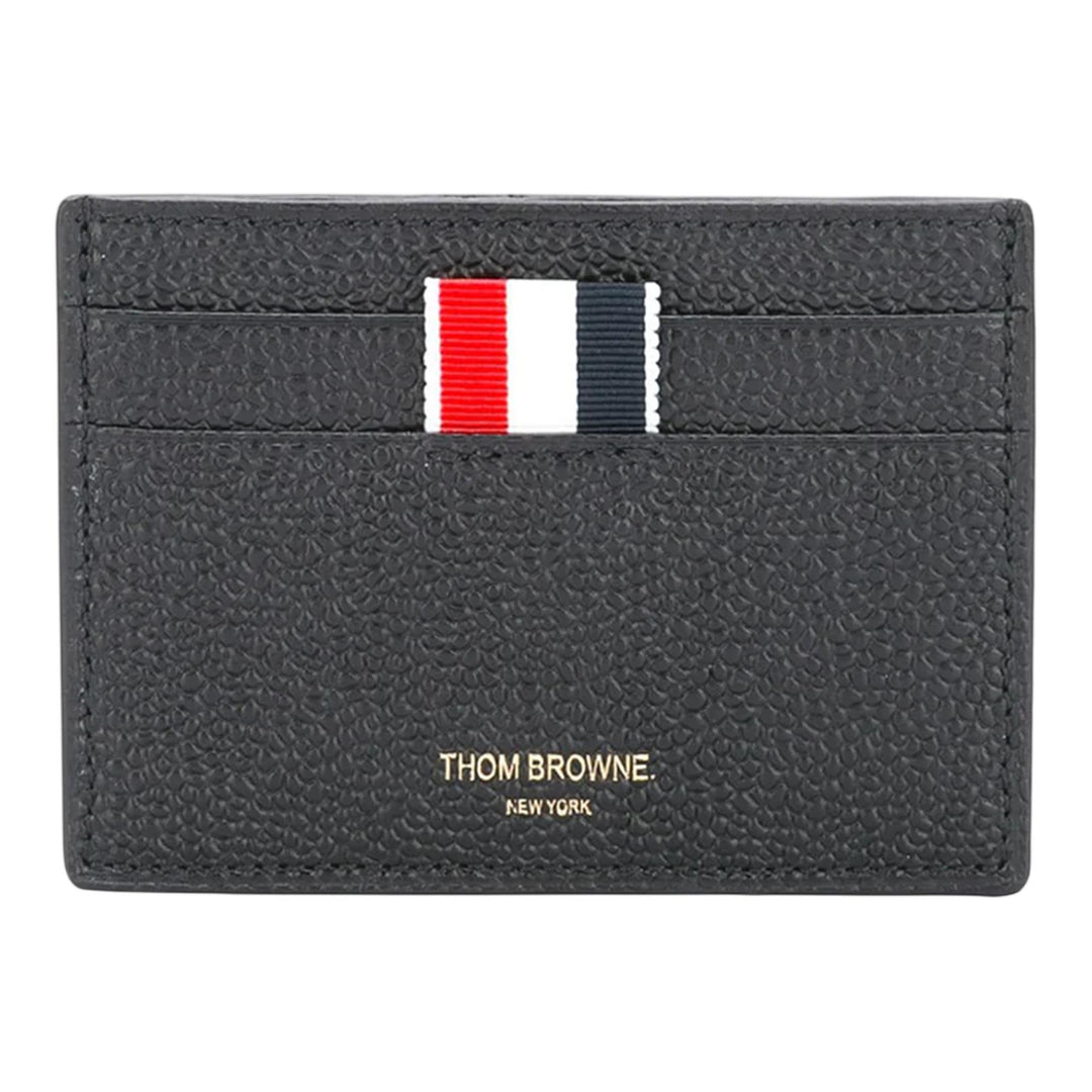 Club21 - Thom Browne - Single Card Holder In Pebble Grain Men - CARD CASES - Black