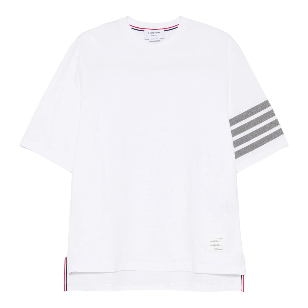 Club21 - Thom Browne - Sustainable Jersey 4-Bar Short Sleeve Tee Men - TEES - White