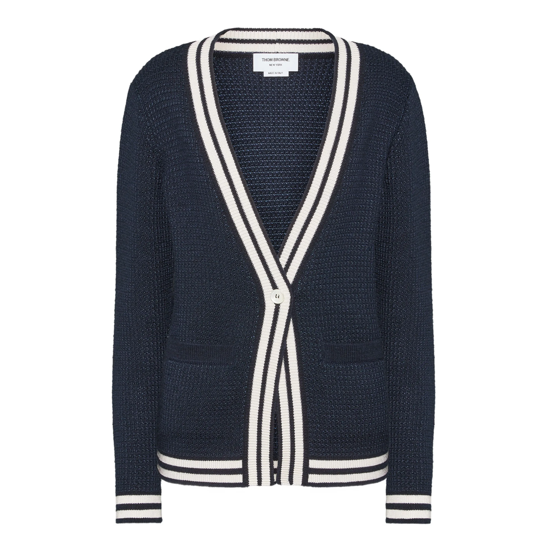 Tuck Stitch V Neck Cardigan