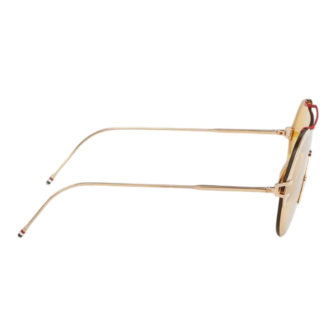 Club21 - Thom Browne - White Gold Red With Amber Eyewear Men - EYEWEAR - Gold