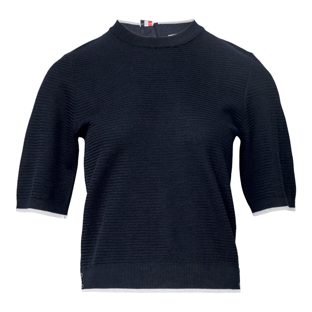 Club21 - Thom Browne - Wool Crepe 4-Bar Tee Women - KNIT TOPS - Navy