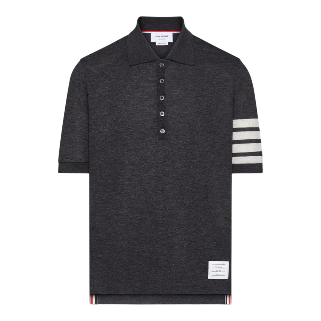 Club21 - Thom Browne - Wool Jersey 4-Bar Polo Men - POLOS - Charcoal