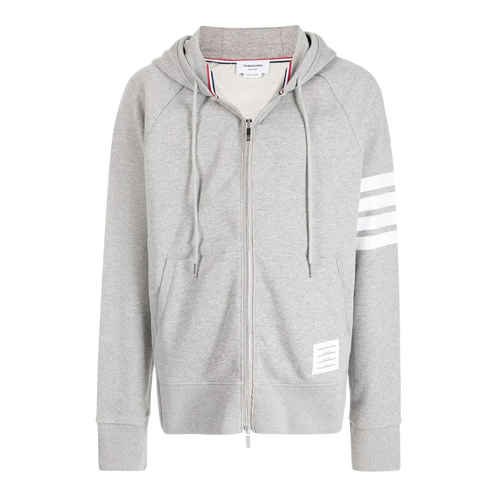 Club21 - Thom Browne - Zip Hoodie With 4Bar In Loopback Men - SWEATERS - Light Grey