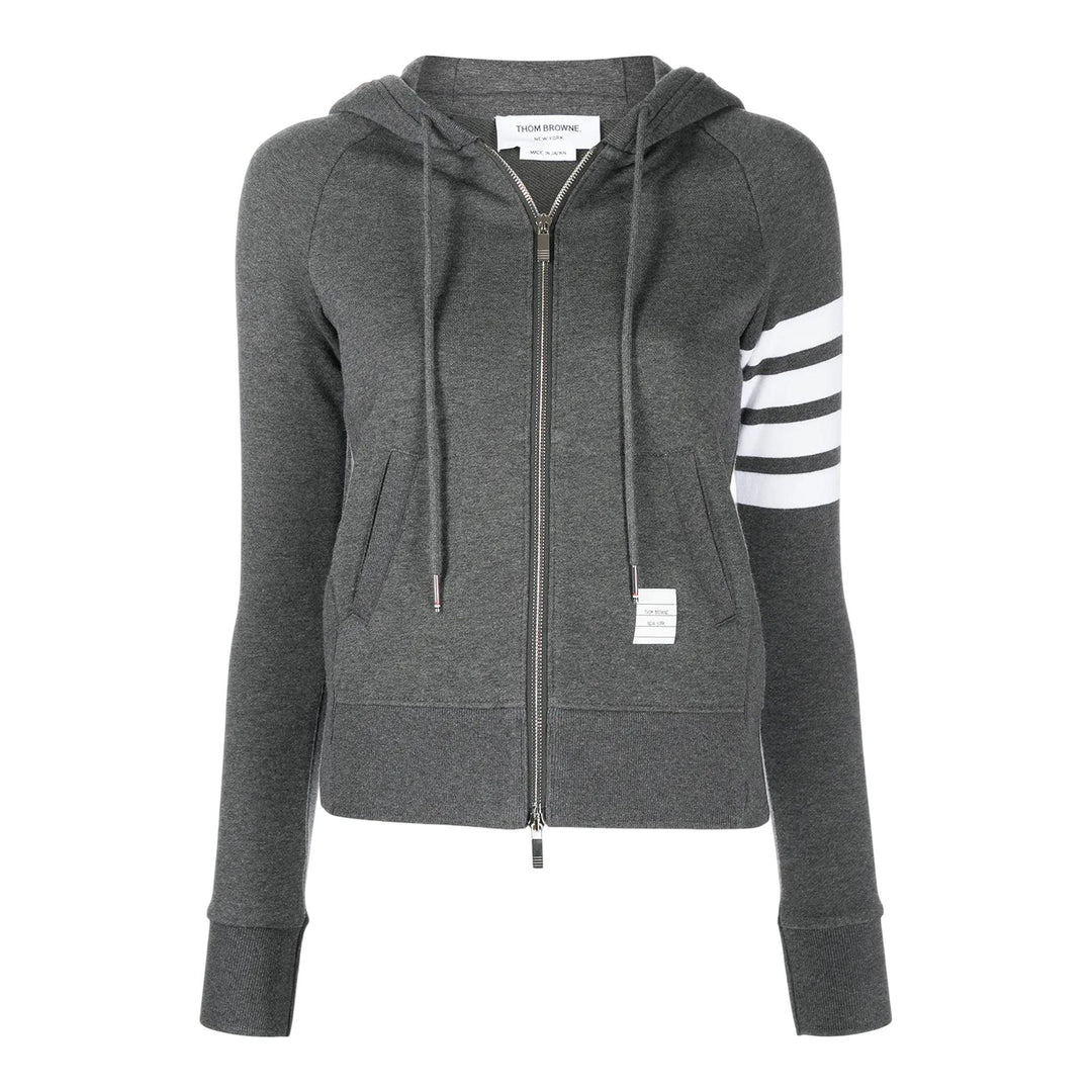 Club21 - Thom Browne - Zip Hoodie With Engineered 4 Bar - JACKETS - Light Grey