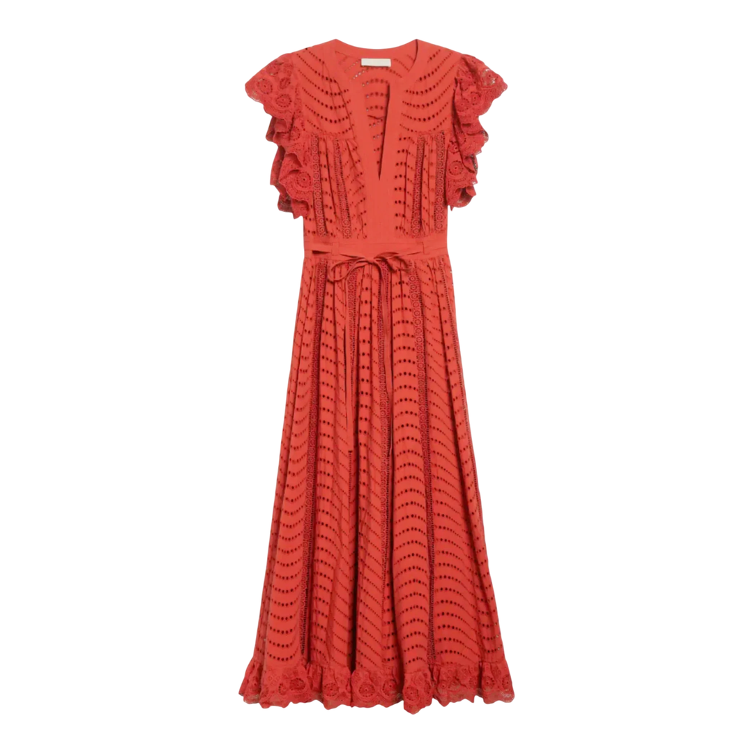 Olga Flutter Sleeve Midi Dress