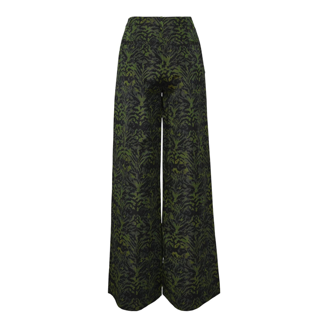 Club21 - Ulla Johnson - Charlie Silk High Waist Wide Leg Pants - PANTS - Dark Green
