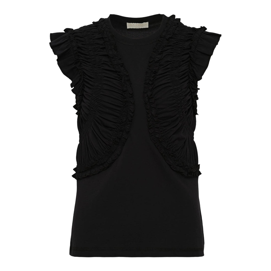 Club21 - Ulla Johnson - Val Sleeveless Ruffled Top - KNIT TOPS - Black