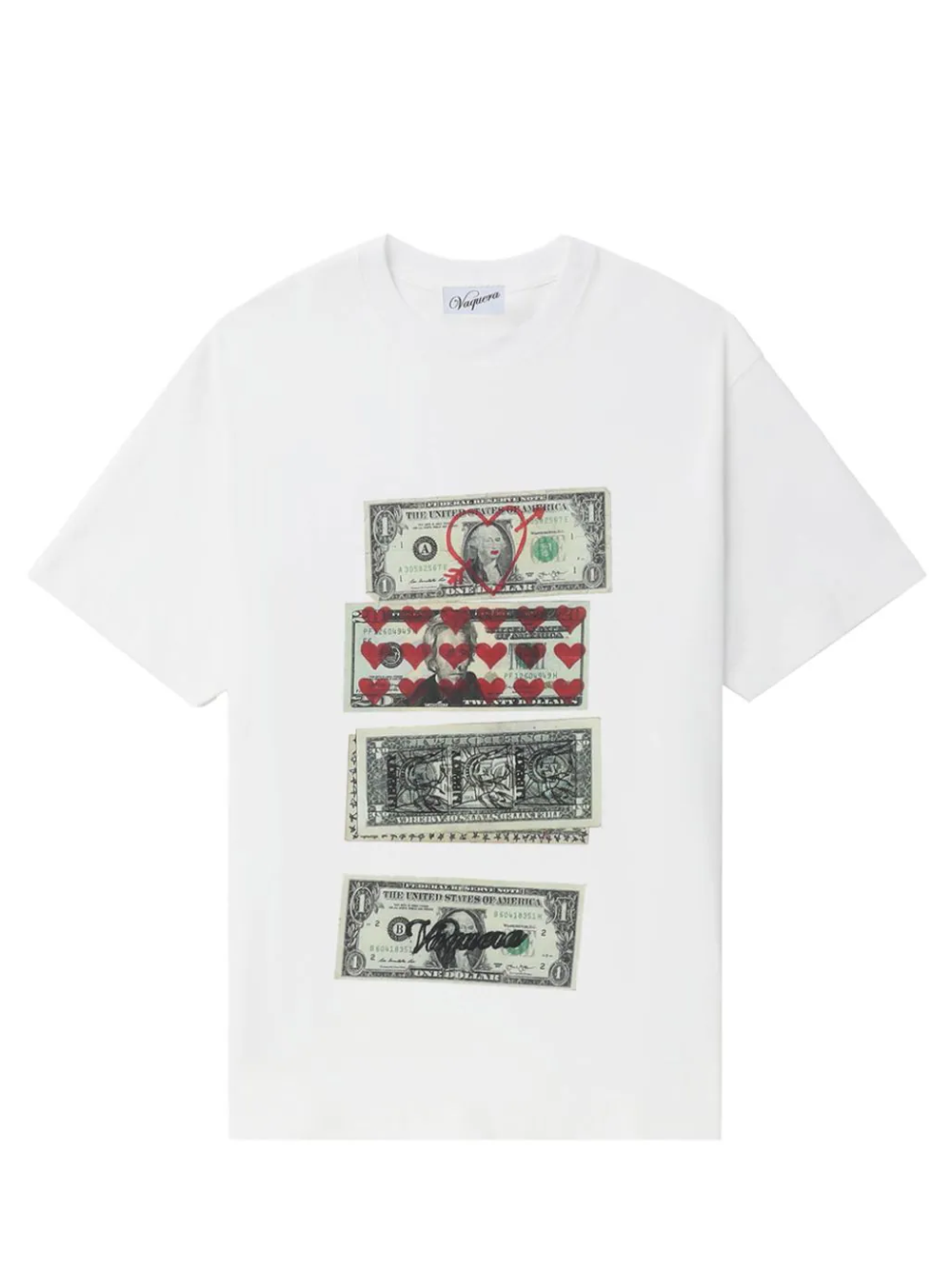 VAQUERA_Women_Scattered_Dollars_T-Shirt_Offwhite