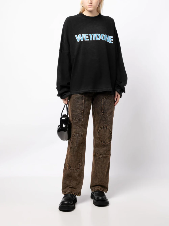 We11Done-Black-Logo-Print-Bleached-Long-Tee-Black-2