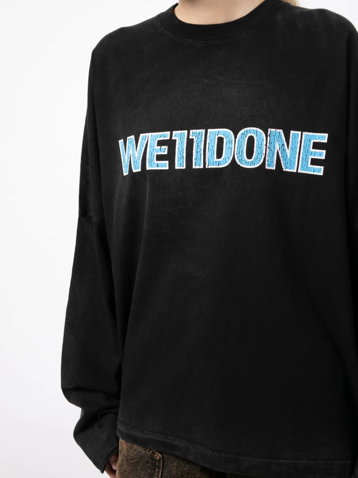 We11Done-Black-Logo-Print-Bleached-Long-Tee-Black-5