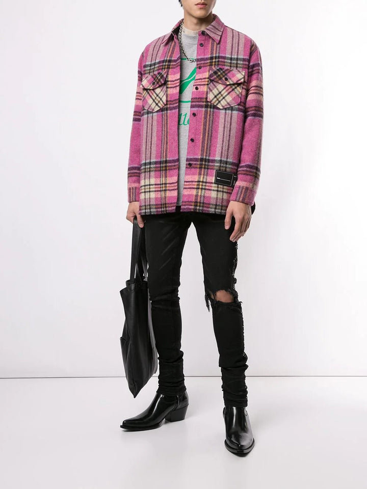We11done Wd Pink Check Wool Shirt Pink 2