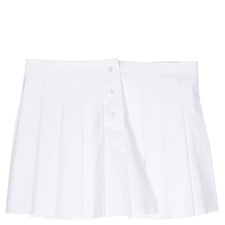 White Womens Box Pleated Mini Skirt