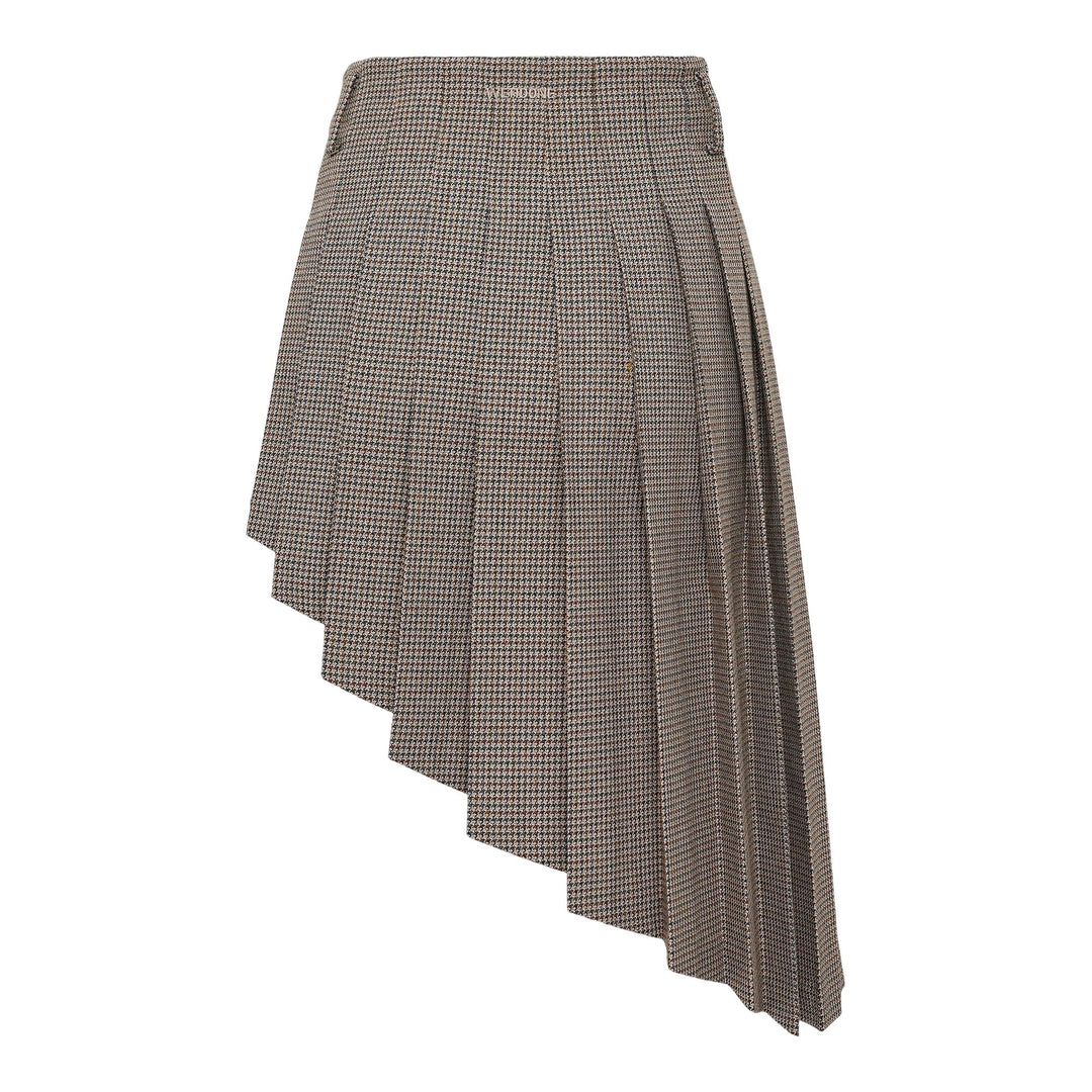 Club21 - We11done - Beige Womens Asymmetric Checked Skirt - SKIRTS - Beige