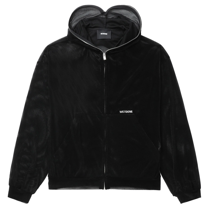 Black Embroidered Full Zip-Up Blouson