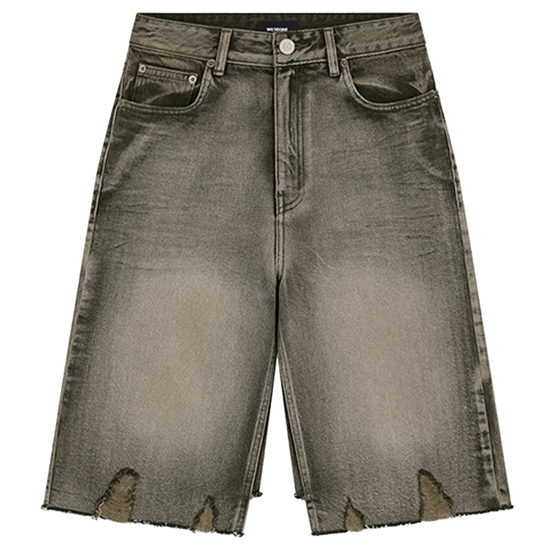 Black Womens Raw Cut Edge Washed Shorts