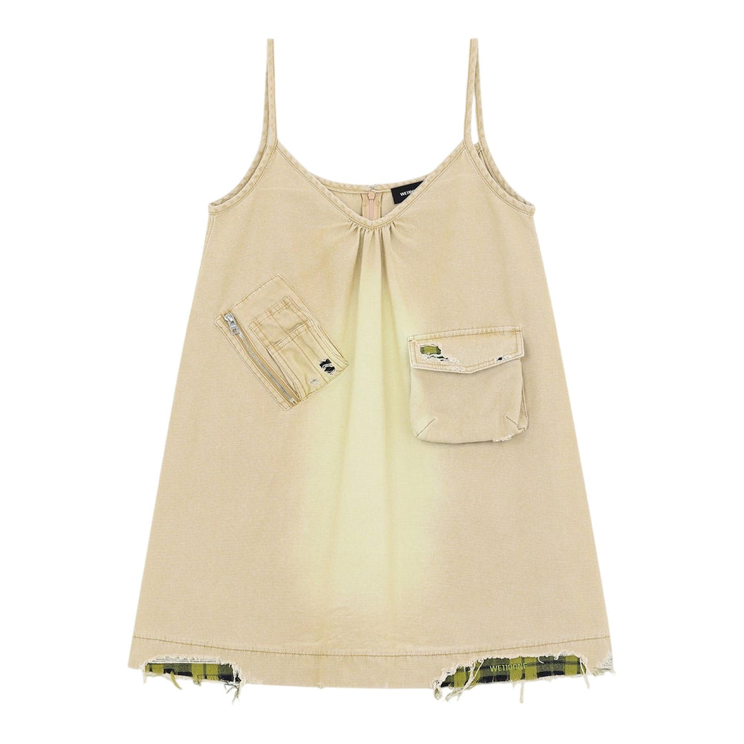 Club21 - We11done - Distressed Pattern Reveal Mini Dress - WOVEN DRESSES - Beige