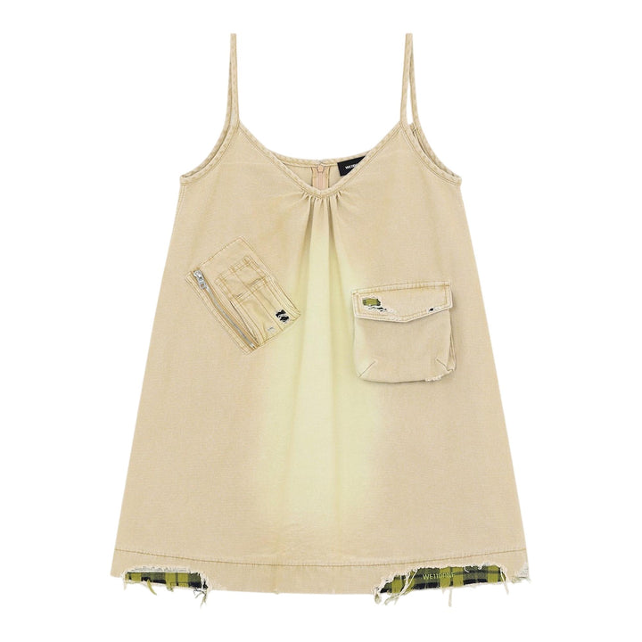 Club21 - We11done - Distressed Pattern Reveal Mini Dress - WOVEN DRESSES - Beige