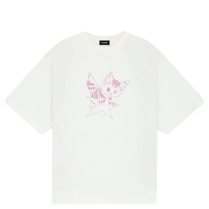 Ivory Monster Print Distressed Tee