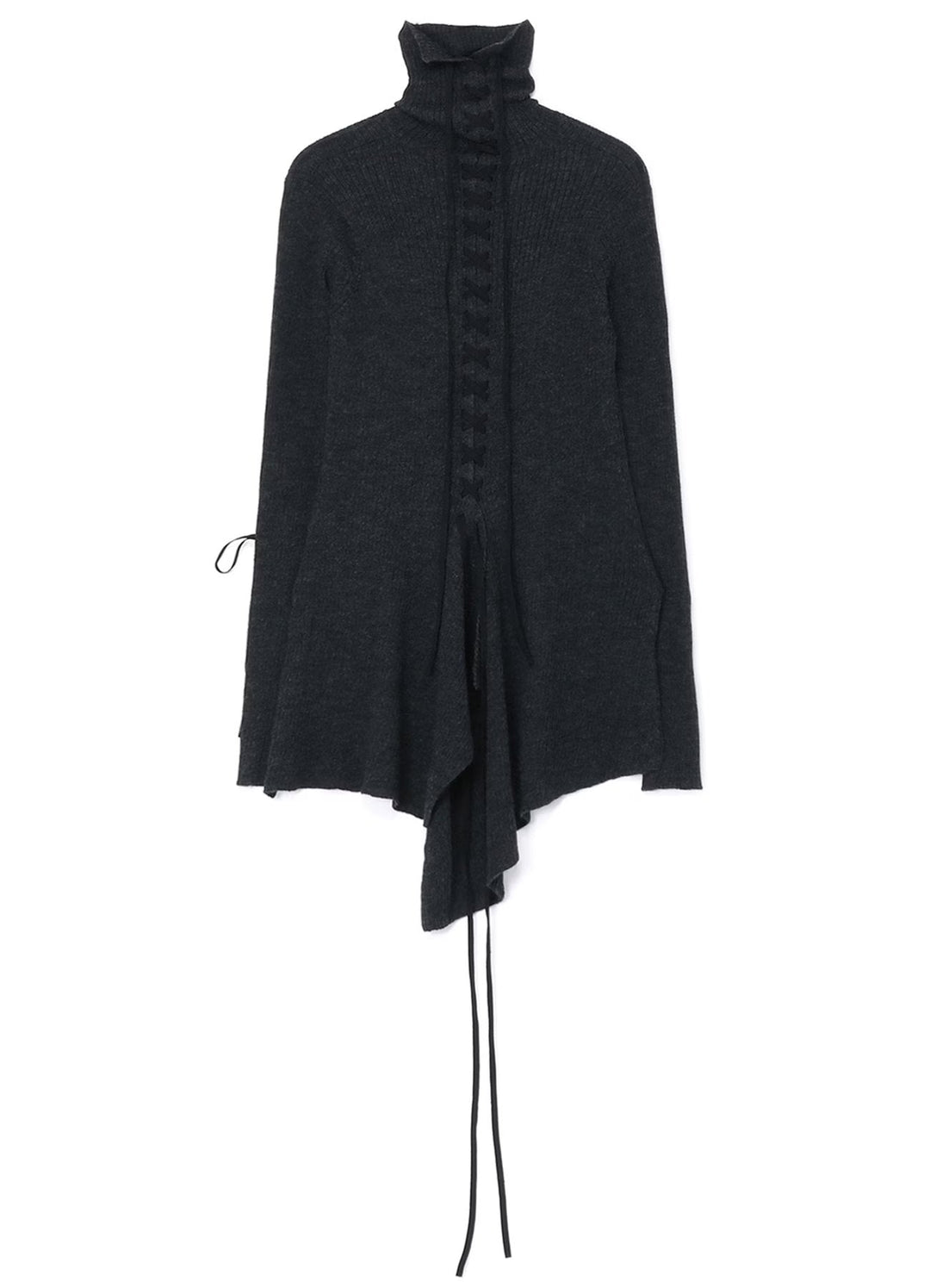 Y's-Back-Sleeve-Lace-Up-Top-Charcoal-2