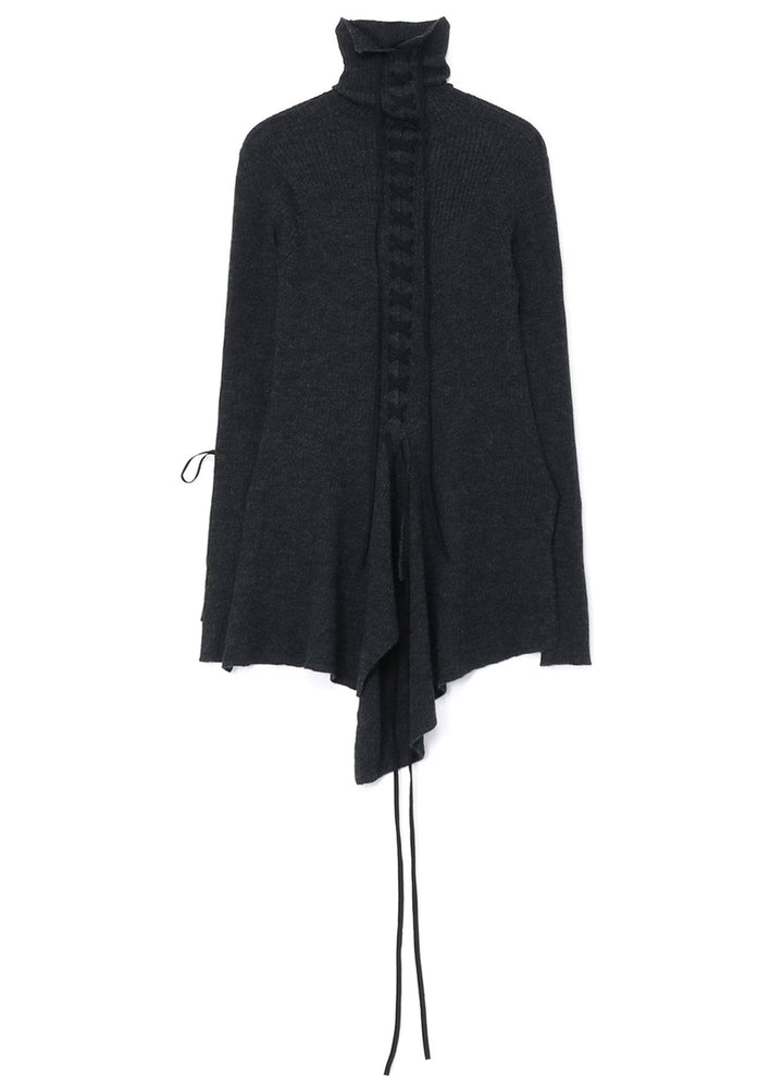 Y's-Back-Sleeve-Lace-Up-Top-Charcoal-2