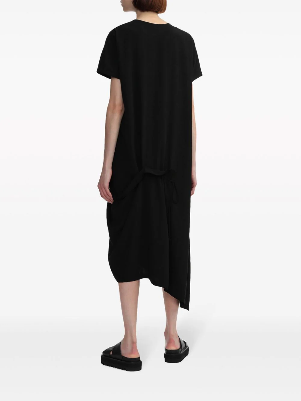 Y's-Half-Sleeve-Drape-Dress-Black-4