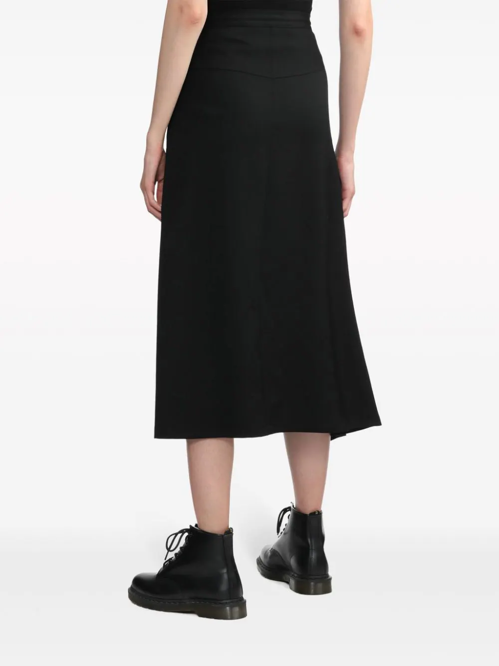 Y's-Right-Side-Flare-Skirt-Black-4