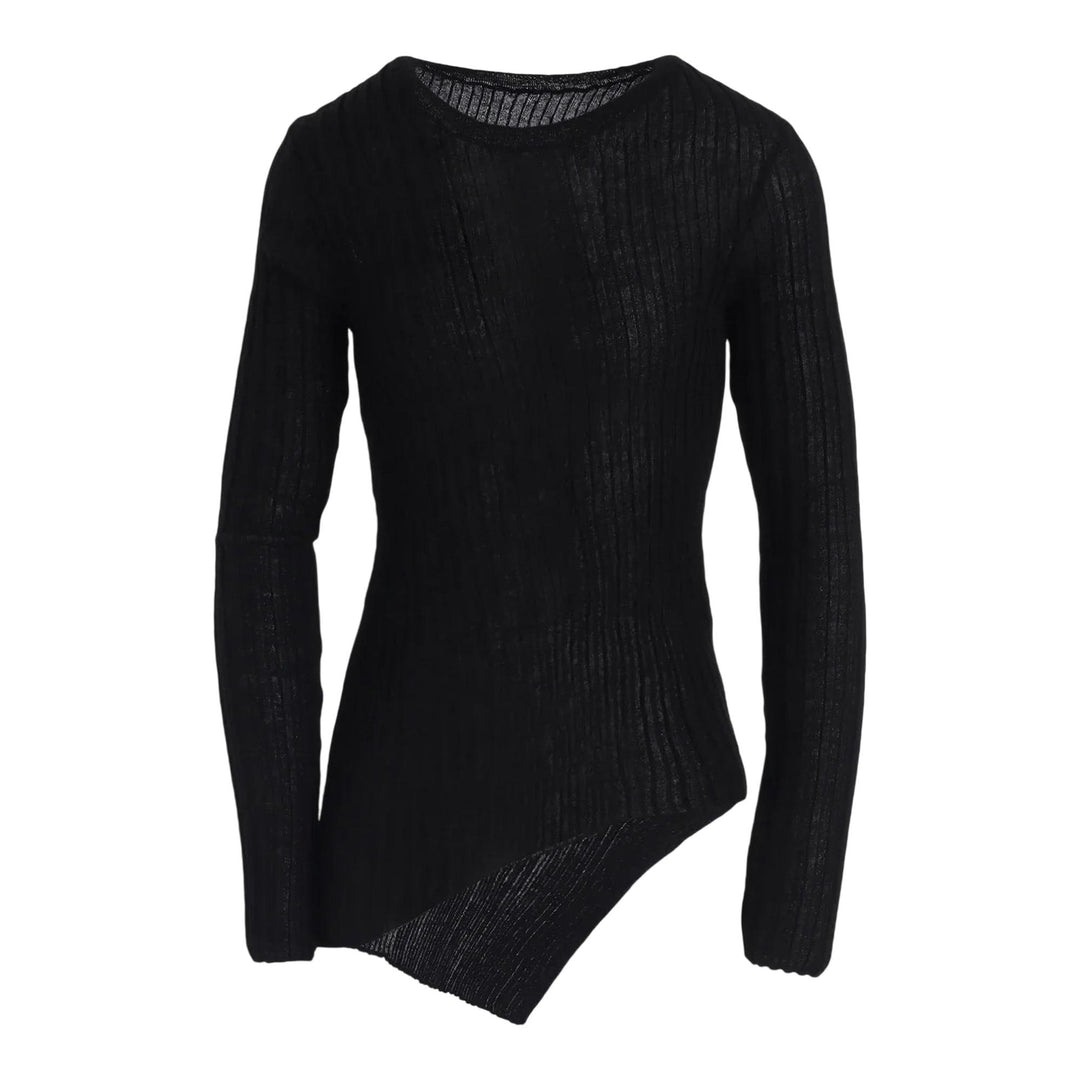 Club21 - Y's - Diagonal Round Neck Top - KNIT TOPS - Black