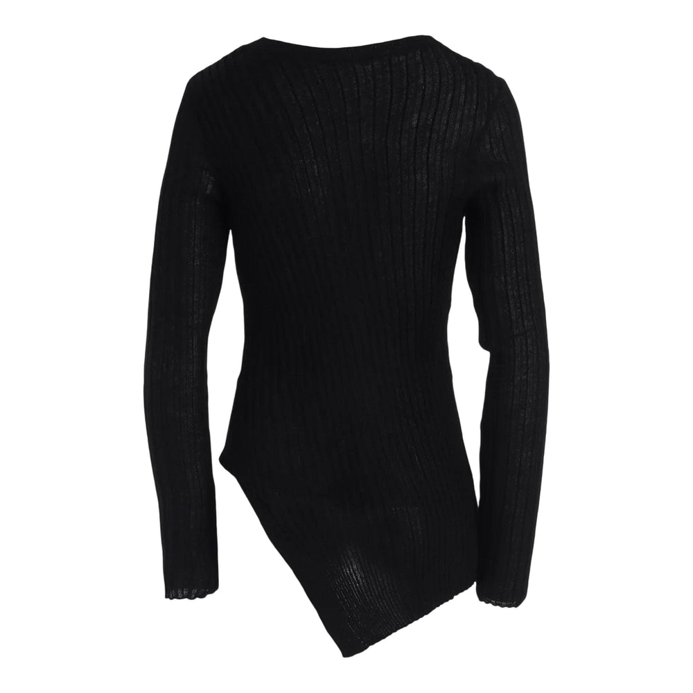 Club21 - Y's - Diagonal Round Neck Top - KNIT TOPS - Black