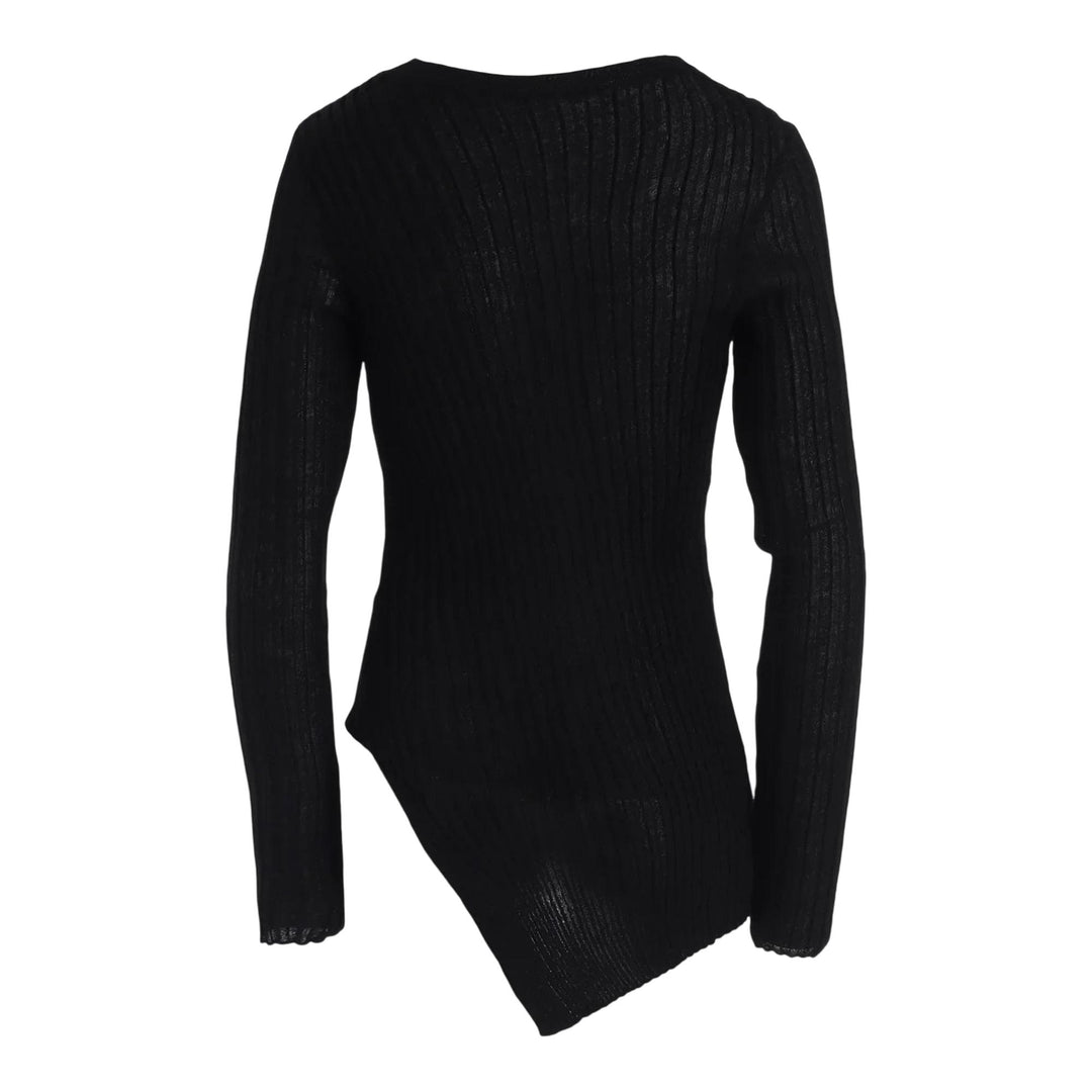 Club21 - Y's - Diagonal Round Neck Top - KNIT TOPS - Black