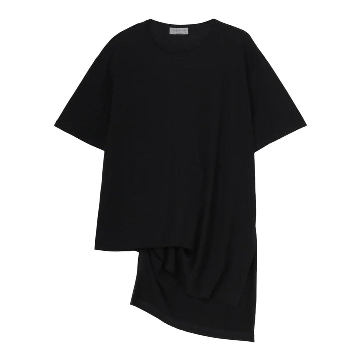 Club21 - Yohji Yamamoto - Designed Collar Round Neck Short Sleeve Tee - TEES - Black