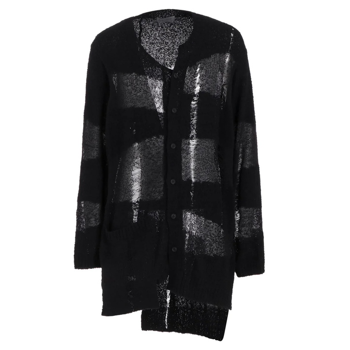 Yohji_Yamamoto_Dropped_Stitch_Uneven_Cardigan_Black