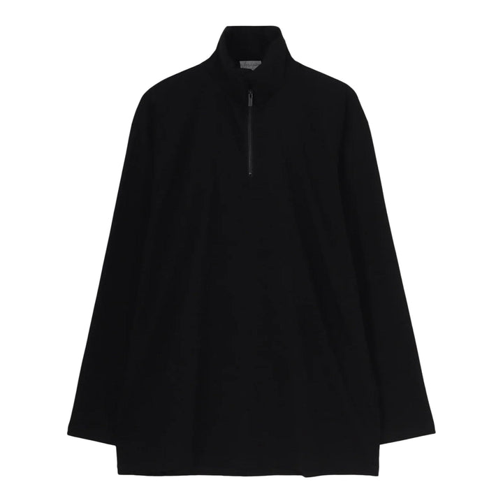 Club21 - Yohji Yamamoto - Padded Collar Half Zip Long Sleeve Hoodie - SWEATSHIRTS - Black