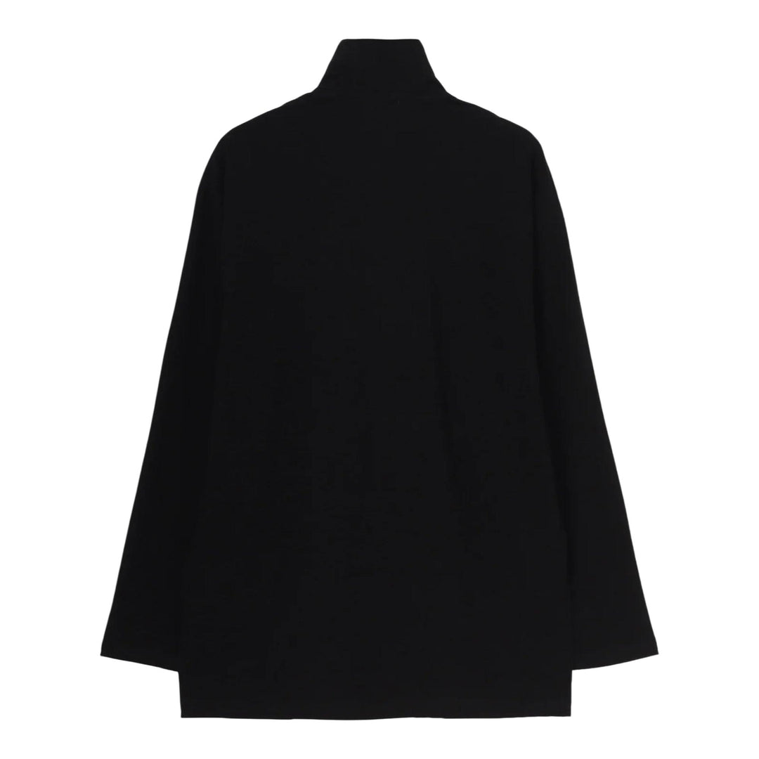 Club21 - Yohji Yamamoto - Padded Collar Half Zip Long Sleeve Hoodie - SWEATSHIRTS - Black
