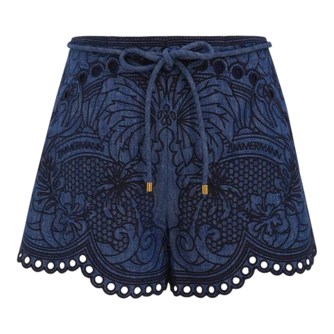 Club21 - ZIMMERMANN - Coco Embroidered Denim Short - SHORTS - Blue