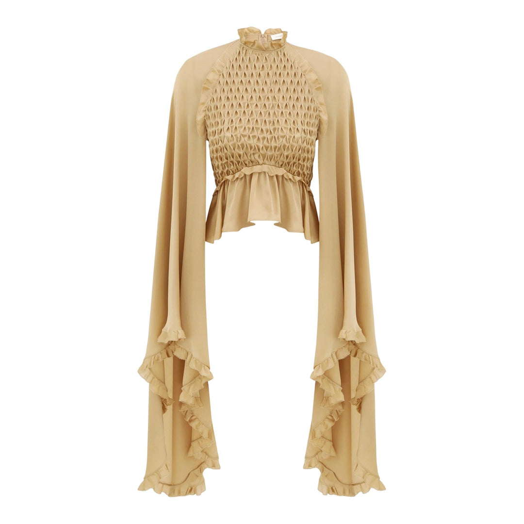 Club21 - ZIMMERMANN - Hypnotic Smocked Satin Bodice - WOVEN TOPS - Gold
