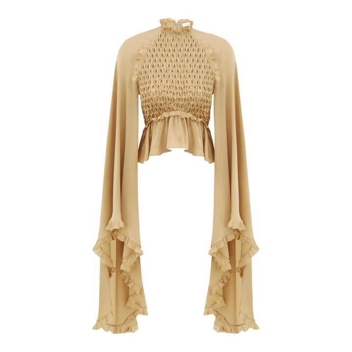 Club21 - ZIMMERMANN - Hypnotic Smocked Satin Bodice - WOVEN TOPS - Gold