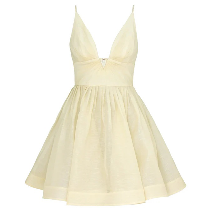 ZIMMERMANN_Illuminate_V_Neck_Mini_Dress_Yellow