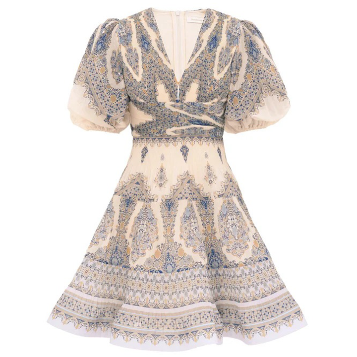 ZIMMERMANN_Pleated_Mini_Dress_Blue