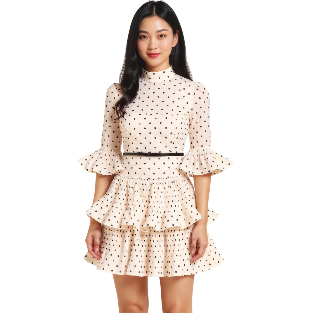 Club21 - ZIMMERMANN - Pleated Sleeved Mini Dress - WOVEN DRESSES - Polka Dots