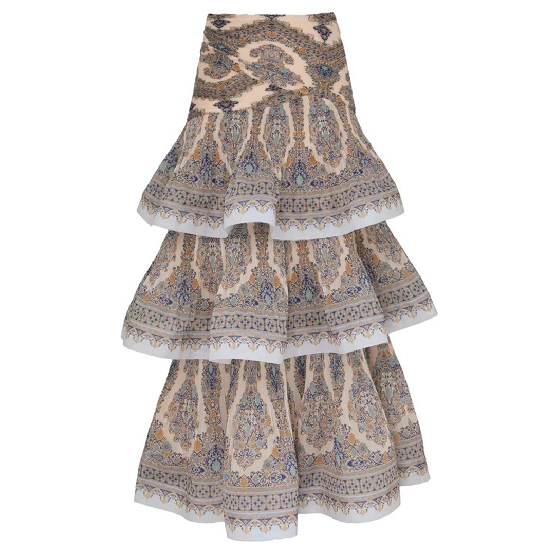 ZIMMERMANN_Tiered_Pleated_Skirt_Blue